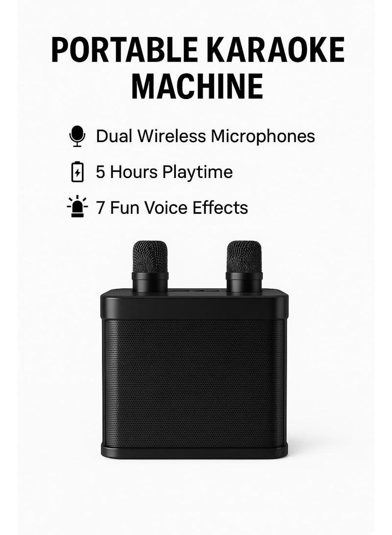 Mini Karaoke Machine with Bluetooth Speaker and 2 Wireless Microphones, Portable Home Karaoke System - Image 2